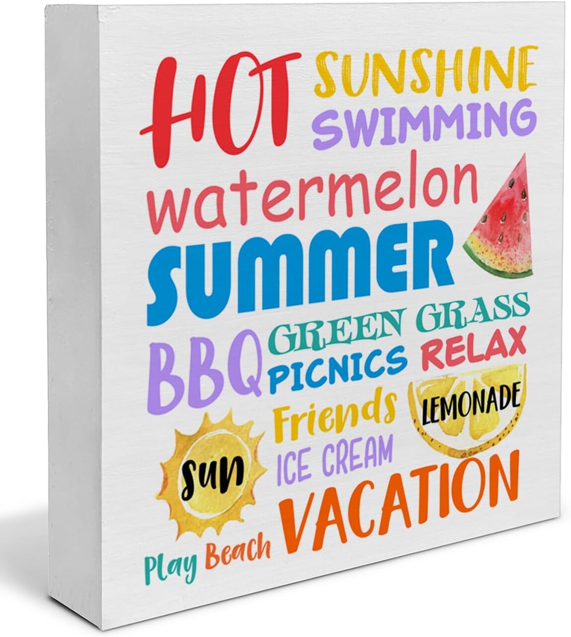 Rustic Country Summer Wooden Block Sign – Farmhouse Summer Days Tabletop Decor – Small Decorative Wood Plaque for Tiered Trays, Desks & Shelves – 5x5" Handcrafted Seasonal Home Accent & Wall Art